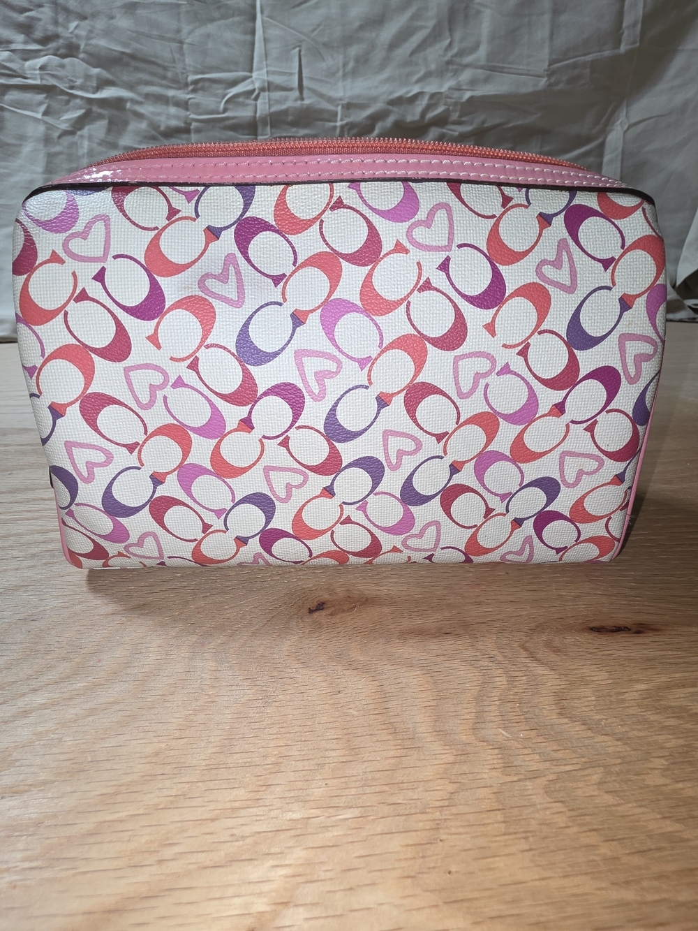 Pink Signature Pattern Cosmetic Pouch